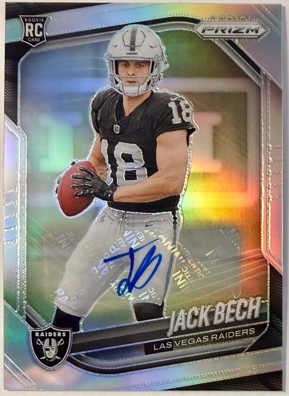 2025 Panini Silver Prizm #346 Jack Bech Rookie Autograph Card Las Vegas Raiders